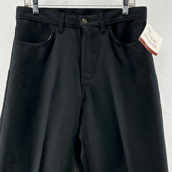 Texas Jeans Dress Pants Mens Sz 34 Flat Front Straight Leg Twill Dacron Black - Picture 3 of 12